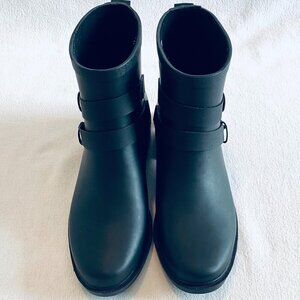 Chooka Midtown strappy ankle rain boot black Womens size 8 classic waterproof